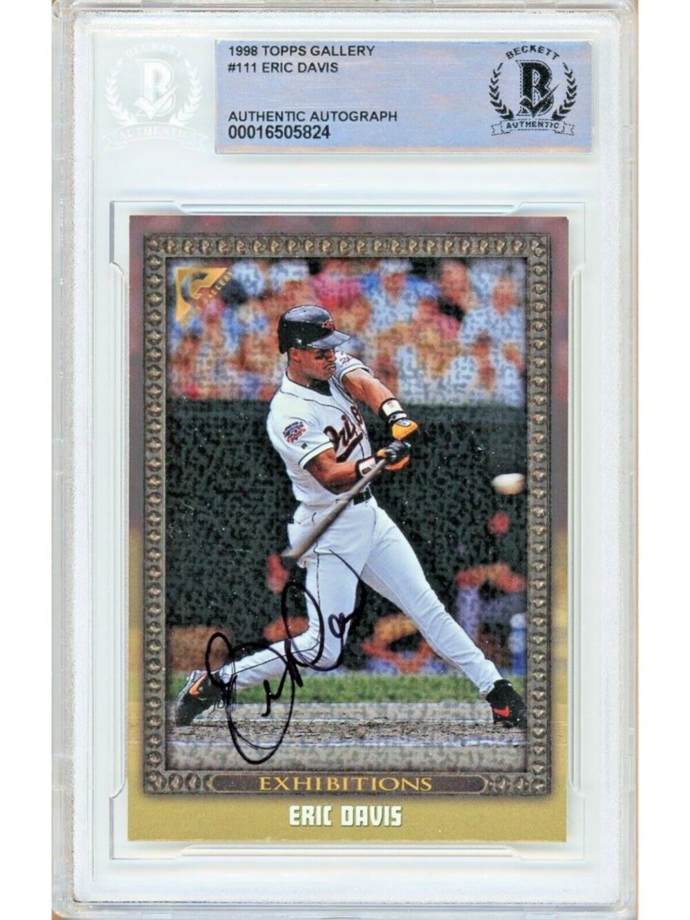 Eric Davis Signed 1998 Topps Gallery #111 Baltimore Orioles Beckett BAS Slabbed
